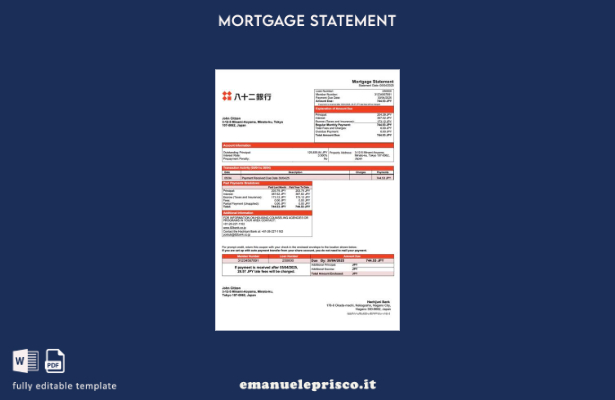 stile verificato Estratto conto ipotecario della Japan Hachijuni Bank Modello Wo